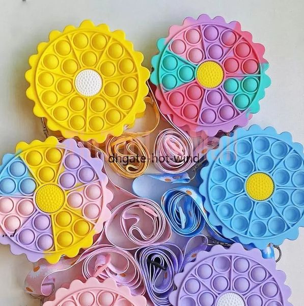 

dhl sun flower bag fidgets toys for children adults party favor kids fun push bubble bags down antistress toy girls boys purse sxn3