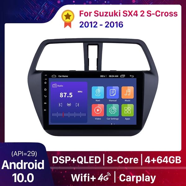 Android 10 9 polegadas 4-núcleos carro dvd rádio jogador hd touchscreen wifi gps multimídia para suzuki sx4 s-cross 2012 2013-2016