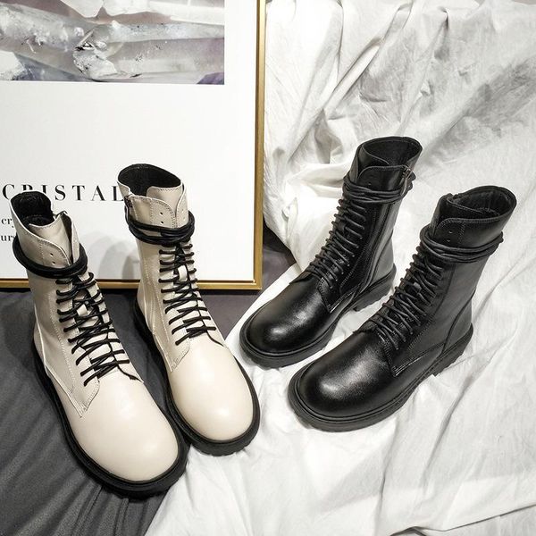 

boots female english wind short black medium riding handsome thick heels