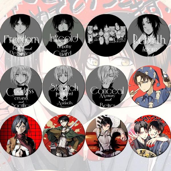 

pins, brooches anime attack titan cosplay badges for clothes backpack singeki no kyojin pin jewelry, Gray