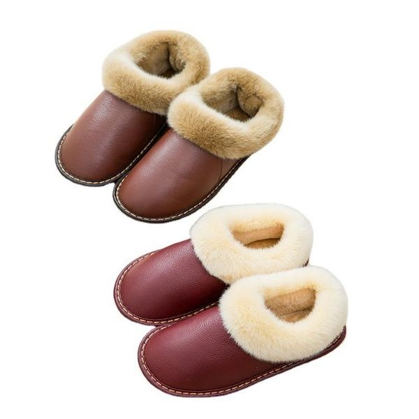

boots couples warm plush home comfortable skid - proof thickened cotton shoes beef tendon sole head layer cowhide women, Black