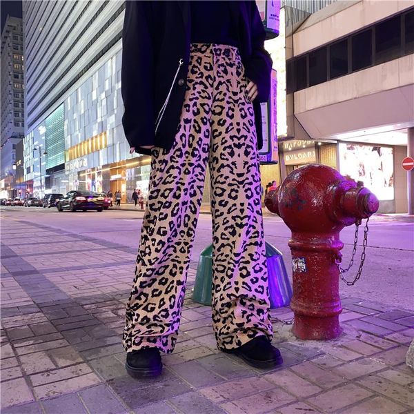 

women's pants & capris korea ulzzang vintage hip-hop casual ins female loose leopard bf fashion fun punk plus size college harajuku, Black;white