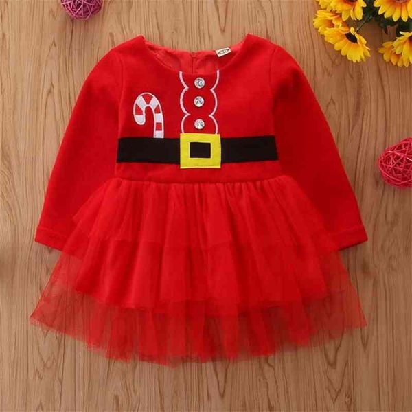 2021 Christmas Baby Girls Dress Lace Long Sleeve Autumn Winter Newborn Children's Dresses Fashion Red Casual Round Neck Clothes Gifts G111W7AC