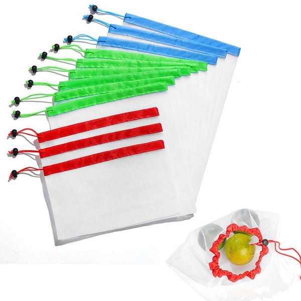 

hanging baskets 1pcs red / green blue fruit vegetable bags reusable breathable washable mesh toys organizer eco friendly polyester