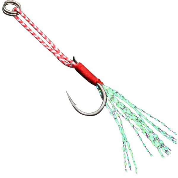 

fishing hooks obsession 10pcs bag jigs assist hook with shining line lure thread feather high carbon single jig sinking