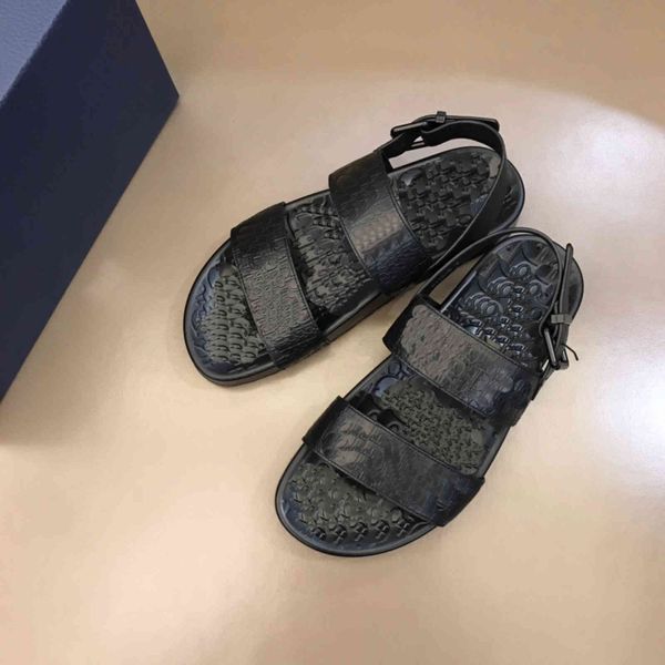 

sandals 21ss letter full print buckle leather casual shoes men's beach shoe sandalss men shoess kcw8, Black
