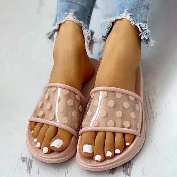 

slippers sweet women polka dot soft comfort slides ladies home bathroom non slip casual girl beach summer shoes sandals, Black