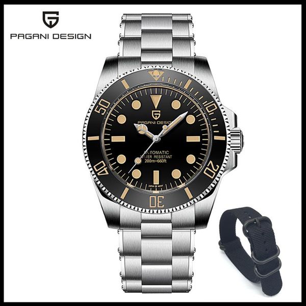 

wristwatches pagani design 2021 men automatic mechanical watches luxury luminous 200m/20bar waterproof fashion casual business watch man, Slivery;brown