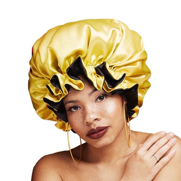 

women beauty silky satin bonnet sleep night cap head cover hat for curly springy hair styling tools accessories