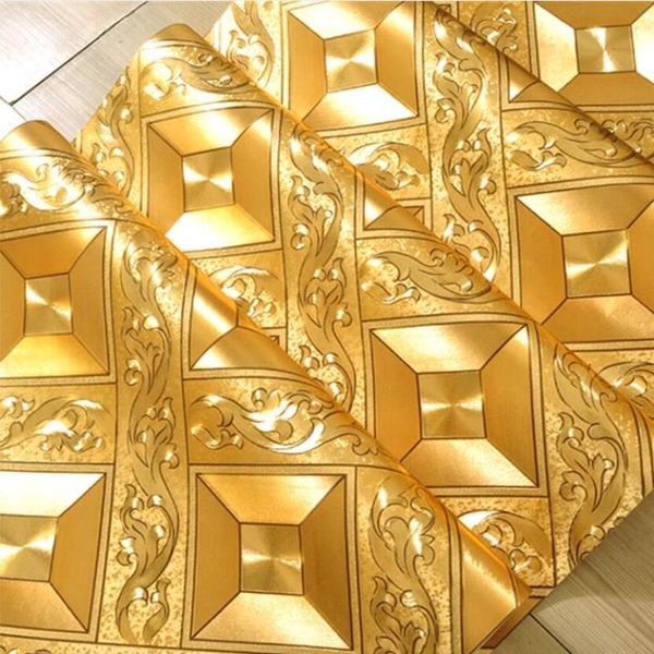

wallpapers fashion luxury gold foil 3d wallpaper for living room diy tv background thick ktv ceiling wall paper bar decor w145