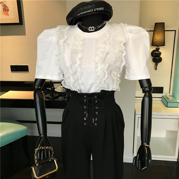 

sleeve t-shirt with sleeve, , thin bottom, White