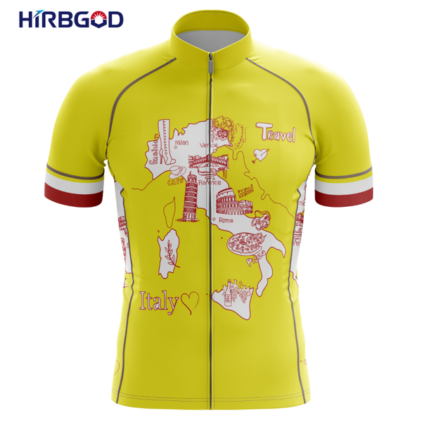 

breathable travel y bicycle jersey 2021 yellow men's sports wear for italy map pattern bike clothes tyz682-01 racing jackets, Black;red