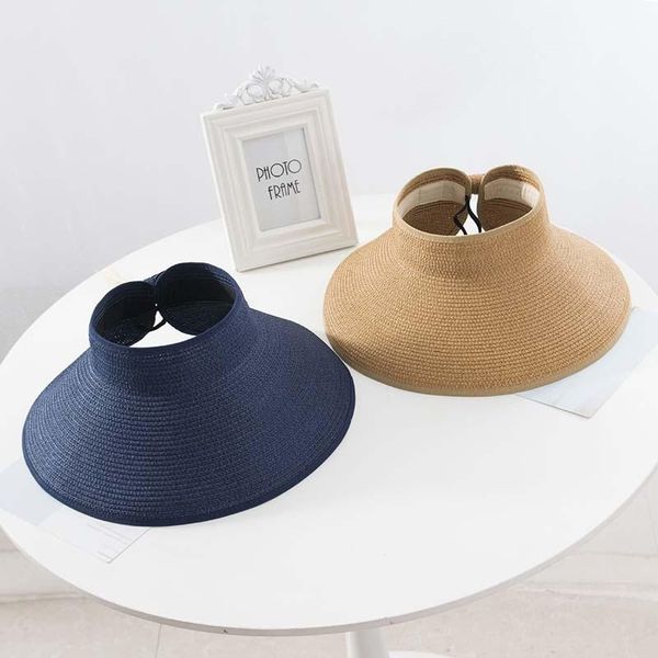 

wide brim hats 2021 summer women's fashion conciseness rollable drafting hat sun beach women uv protection visor, Blue;gray