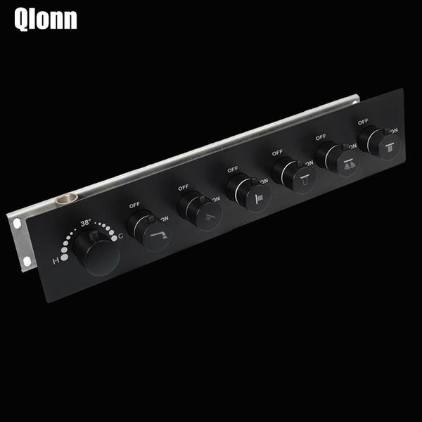 

big water 4/5/6 functions black shower mixing valves thermostatic mixer faucet flow brass chrome controller bathroom sets