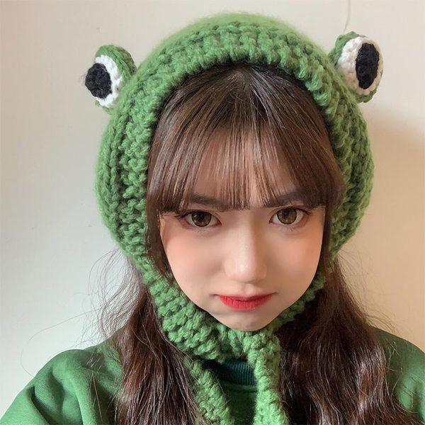 

beanies winter 2021 knitting cute frog hat skullies women crochet cap girls costume beanie hats bithday pography gift hip-hop