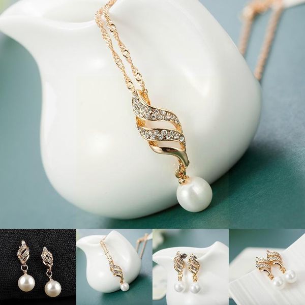 

chokers 1 necklace+1 pair earring natural freshwater pearl necklace 925 sterling silver jewelry for women gift 2021 trend n x9w2, Golden;silver