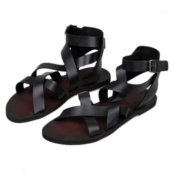 

sandals summer flip flops wine red black soft leather rome flat gladiators leisure sandals1 2zko