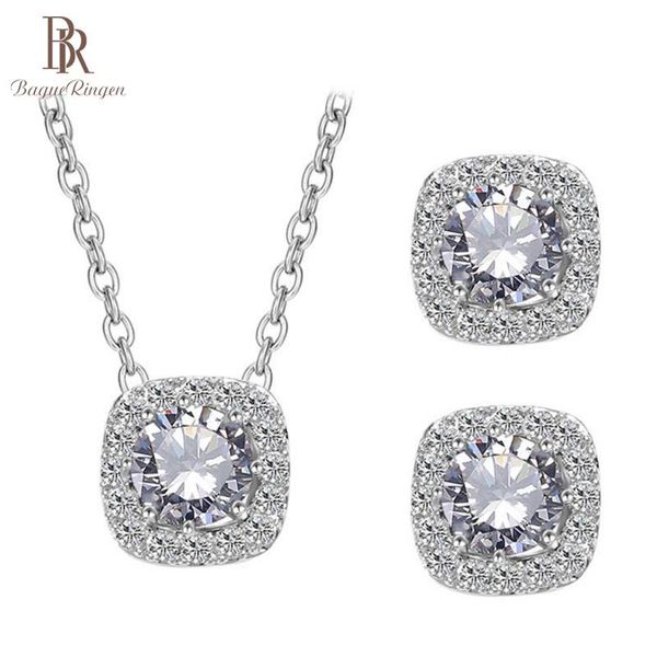 

bague ringen simple style jewelry set for women emerald sapphire ruby zircon geometry women's wear earrings necklace bracelet, &, Black