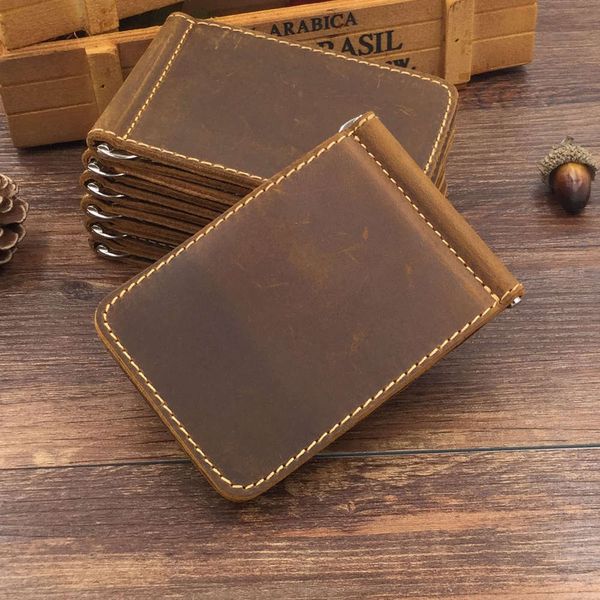 

the wallet leather rfid card bag men's fashion crazy horse skin wallet, Black