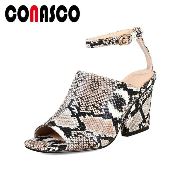 

fashion vintage animal prints women sandals classic pu leather peep toe high heels rome shoes woman party office, Black