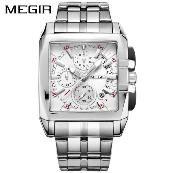 

wristwatches megir 2021 luxury luminous business square men multifunctional waterproof fashion six pin quartz men's watches erkek saat, Slivery;brown