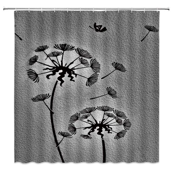 

dandelion shower curtain grey rustic creative retro vintage classic wish seeds bathroom curtain decor fabricwith hooks