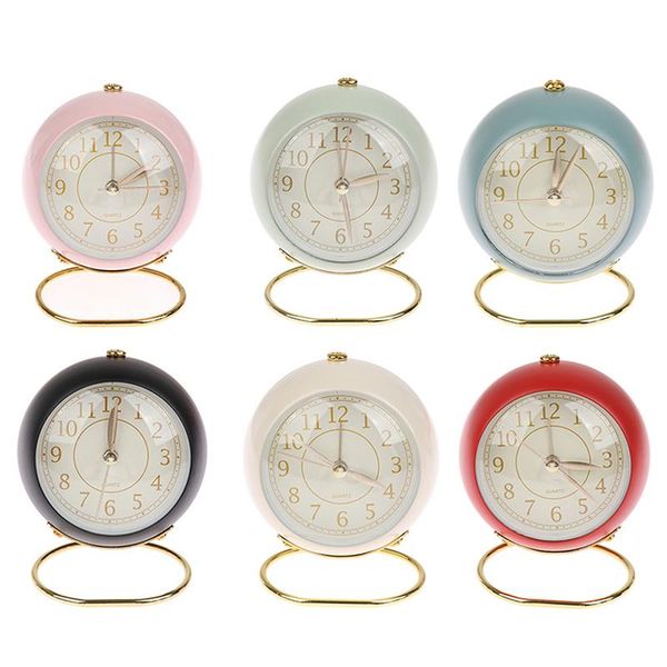 

other clocks & accessories 1pc 85*55*105mm mini cute deskmetal round alarm clock night light home bedroom decoration