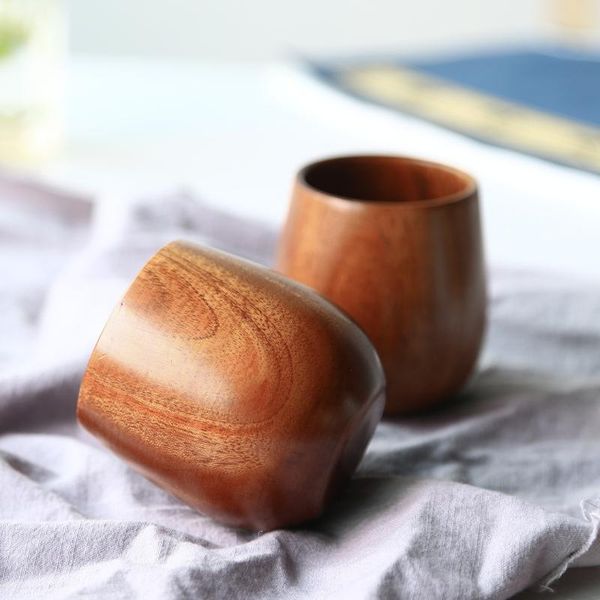 

nordic mug, wooden cup, creative wood solid anti scald tea classic nostalgic cup mugs