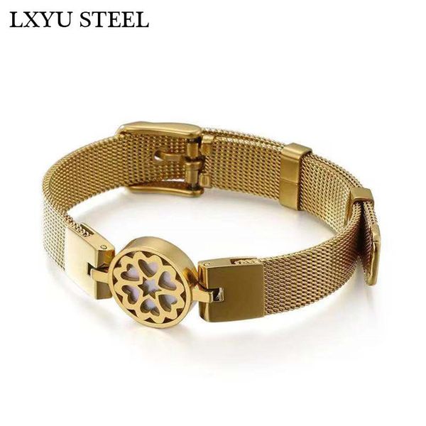 

charm bracelets stainless steel for women heart cute wristband white shell bangle jewelry gift, Golden;silver