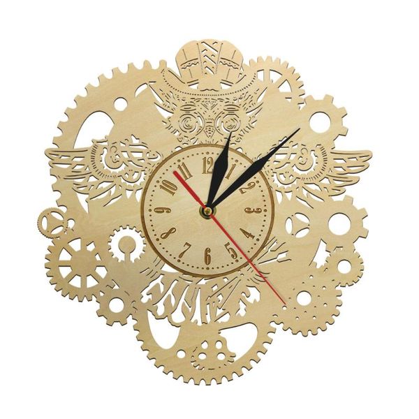 

wall clocks steampunk gear clock mechanism gears design cogwheel vintage wooden home interior decor wood art
