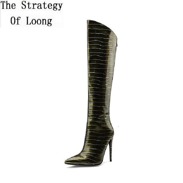

european america style winter super high heels pointed toe plush patent leather plus size 44 45 women knee-high long boots 09iu, Black