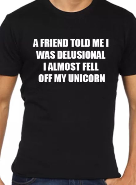 

delusional camiseta divertido hombre unicornio, White;black