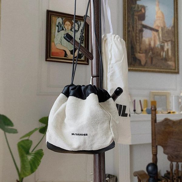 

evening bags fashion canvas dumpling bucket bag ladies drawstring stitching leather shoulder diagonal purses and handbags sac luxe