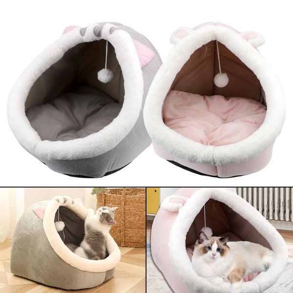 

cat beds & furniture cozy washable kitten lounger cushion cute house tent winter warm pet bed foldable soft nest kennel