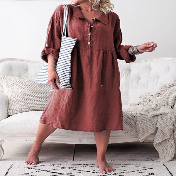 

factoryxuh2 sleeve autumn cotton hemp new women's dress long, White;black