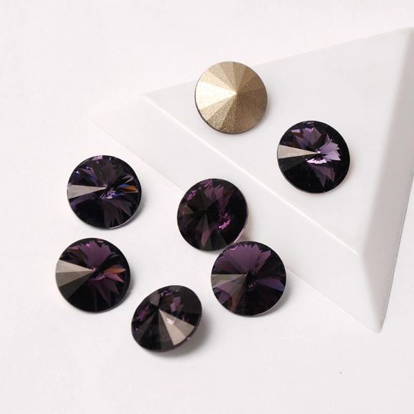 

112 nails rhinestone amethyst rivoli pointback crystal glass rhinestones for 3d nail art gems1, Silver;gold