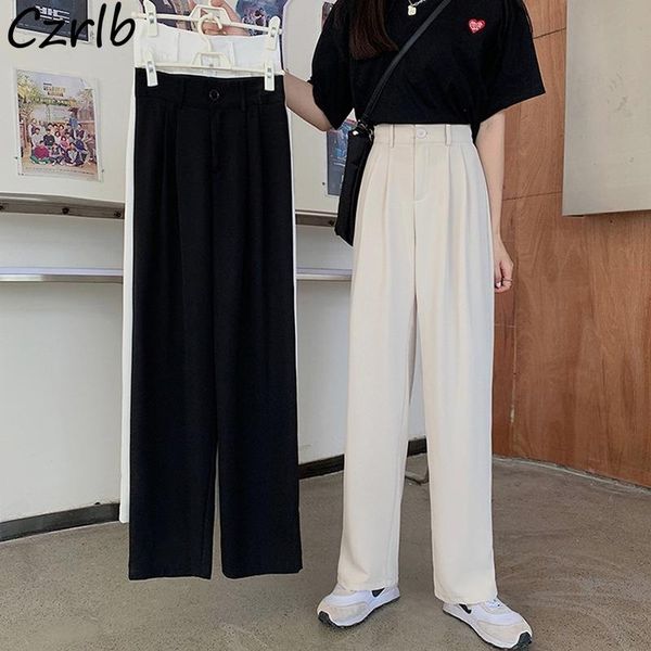 

women's pants & capris casual women full length all-match spring loose simple college mujer solid trousers baggy fashion classic offi, Black;white