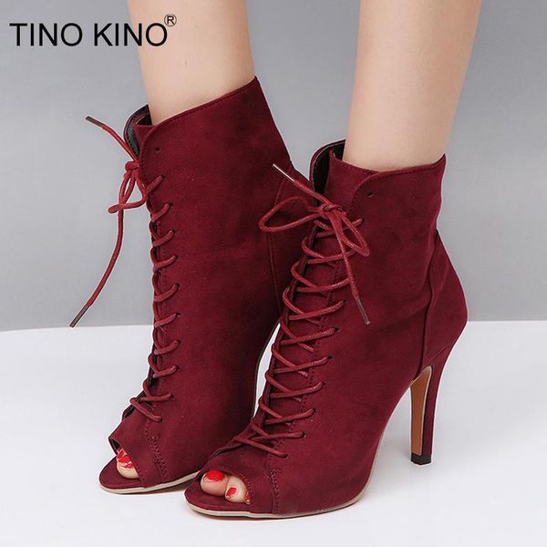 

dress shoes women pumps autumn lace-up peep toe gladiator shoe ladies flannel high ballroom latino dance boots party, Black