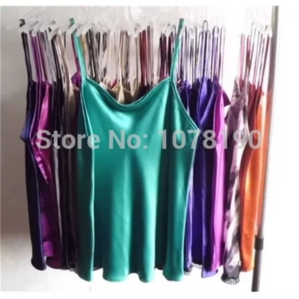 

summer 100% pure satin camisole silk breathable backing small tank210407, White