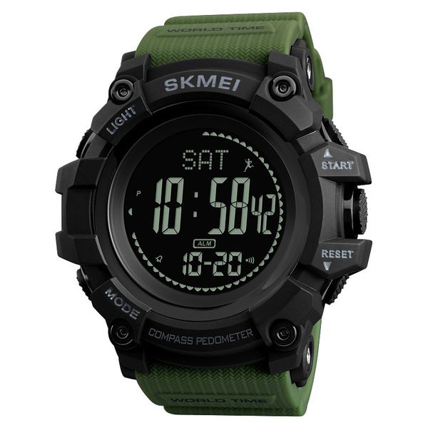 

skmei watches 1356 multifunction compass watch waterproof digital sport pedometer watch men digit movement multi-function sports wristwatch, Slivery;brown