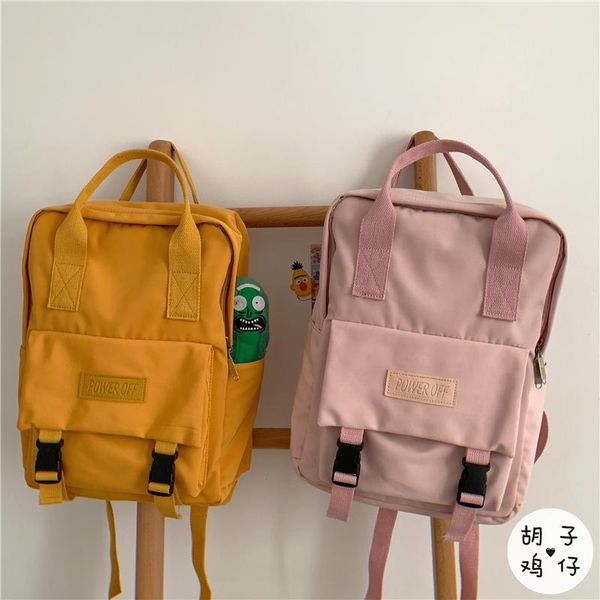 

harajuku vintage girl schoolbag female solid color retro simple student backpack