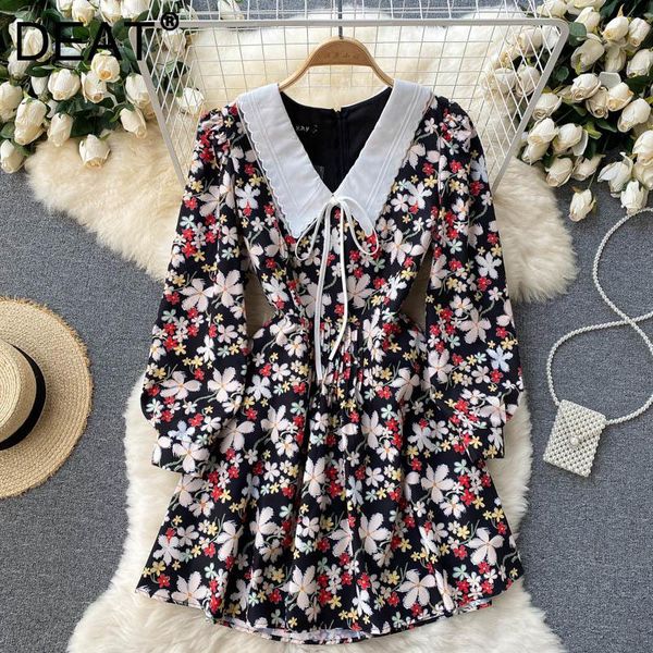 

casual dresses deat women printing patchwork dress turn-down collar long sleeve lady temperament fashion spring autumn 2021 11d2084, Black;gray