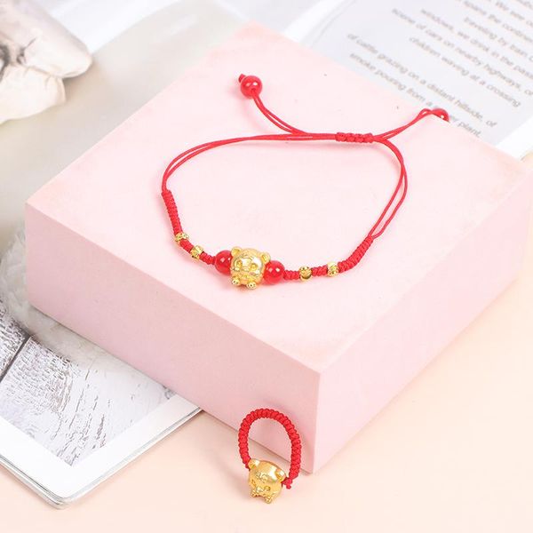 

charm bracelets 2022 chinese year tiger transport bead red rope handmade gift for protection good luck riendship bracelet, Golden;silver