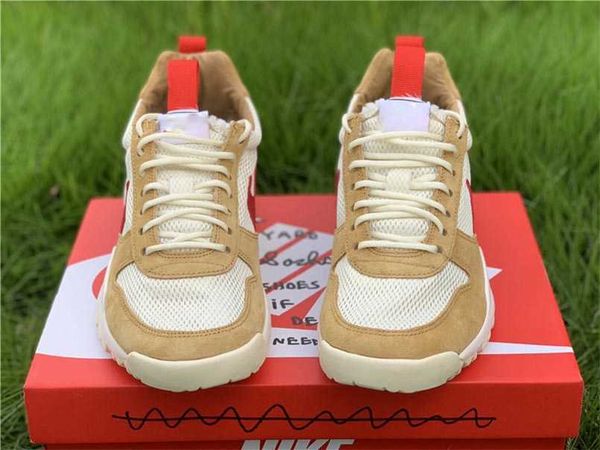 

2021 released tom sachs x mars yard 2.0 ts men women outdoor shoes natural sport red maple joint limited sneakers with original box, White;red