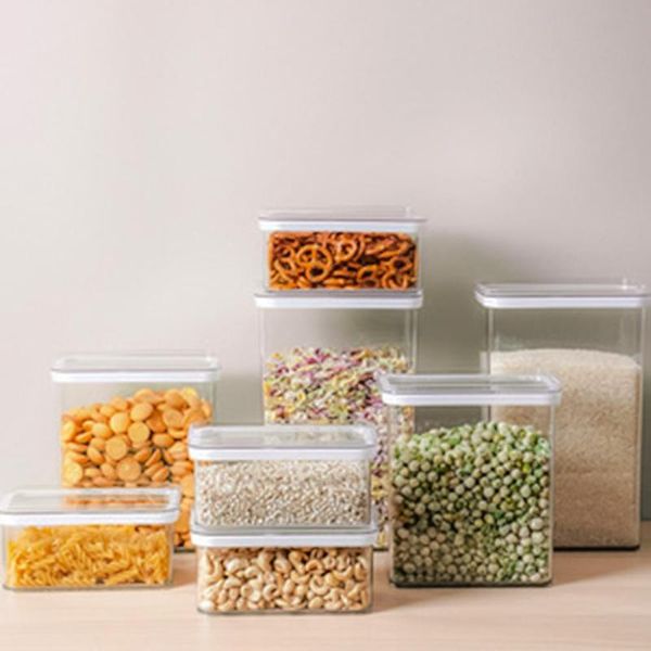 

storage bottles & jars 1pc square food container bamboo lid high borosilicate sealed glass tank kitchen grain for