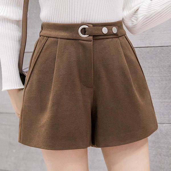 

women's shorts 2021 autumn and winter woolen thick loose wide leg, White;black