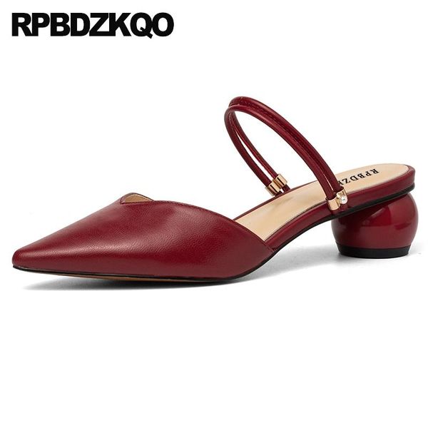 

dress shoes sandals low heels pointed toe ladies pumps runway genuine leather red mary jane designer brand women chunky mules slipper, Black