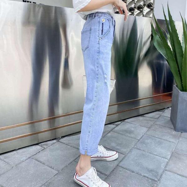 

women's jeans and summer 2021, easing harlan nine points, "torre show little daisy turnip pants high waist are female, Blue