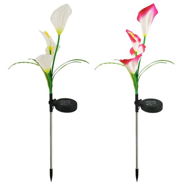 

decorative flowers & wreaths 2pcs solar calla lily light led outdoor garden simulation flower lawn plug-in landscape 7 color transformation