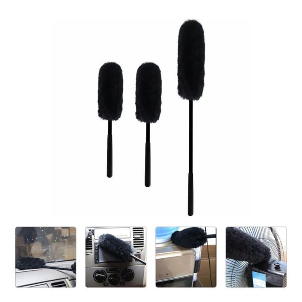 

car sponge 3pcs wheel rim cleaning brush woollies stick tool (black)